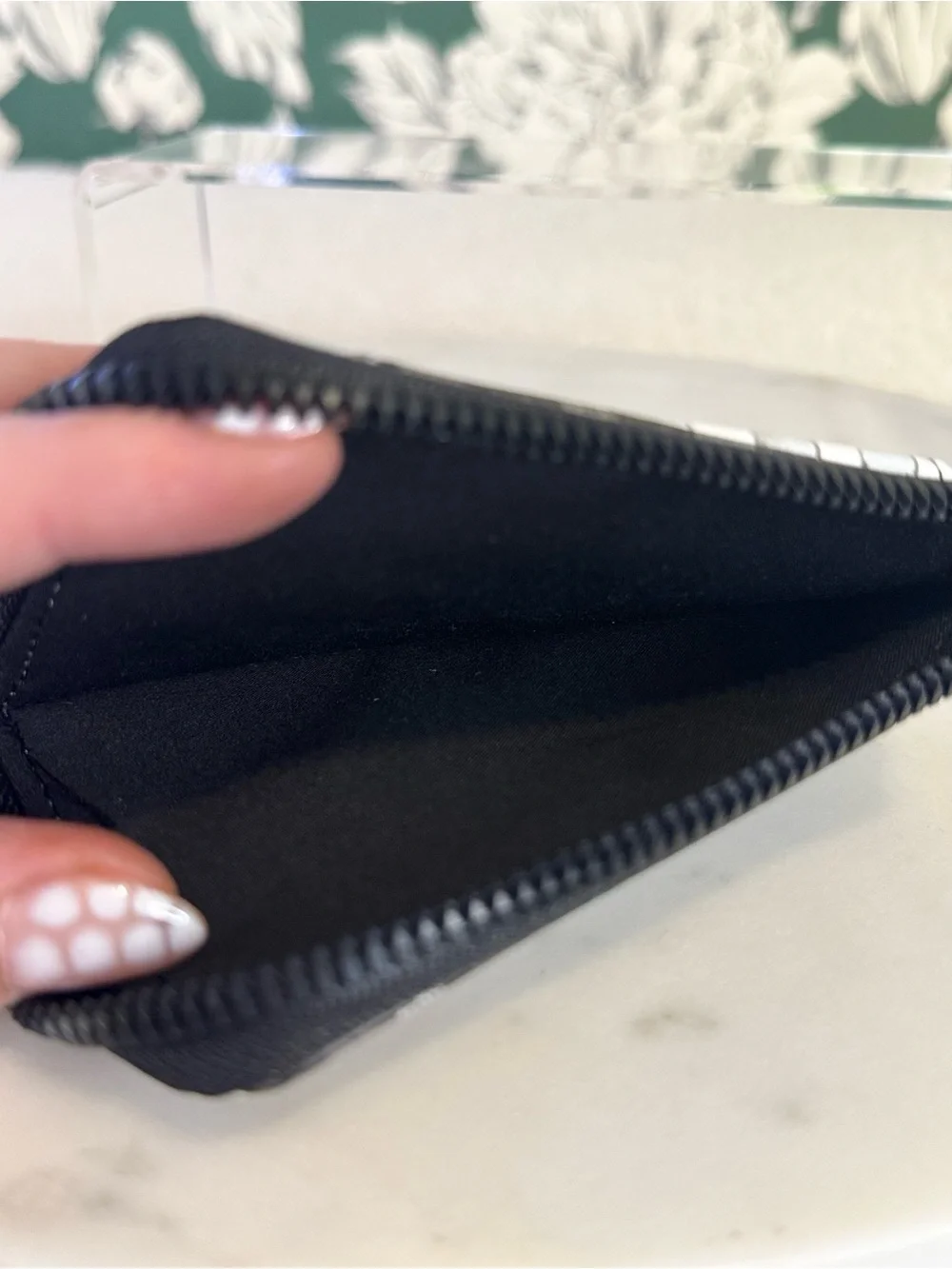 Betsey Johnson Black and White Gingham Wallet with Pink Heart Accent